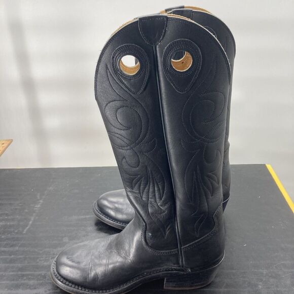 HiBuck Boot Co Handmade Men's 10? Approx Black  Cowboy Boots Made In USA - Picture 3 of 12